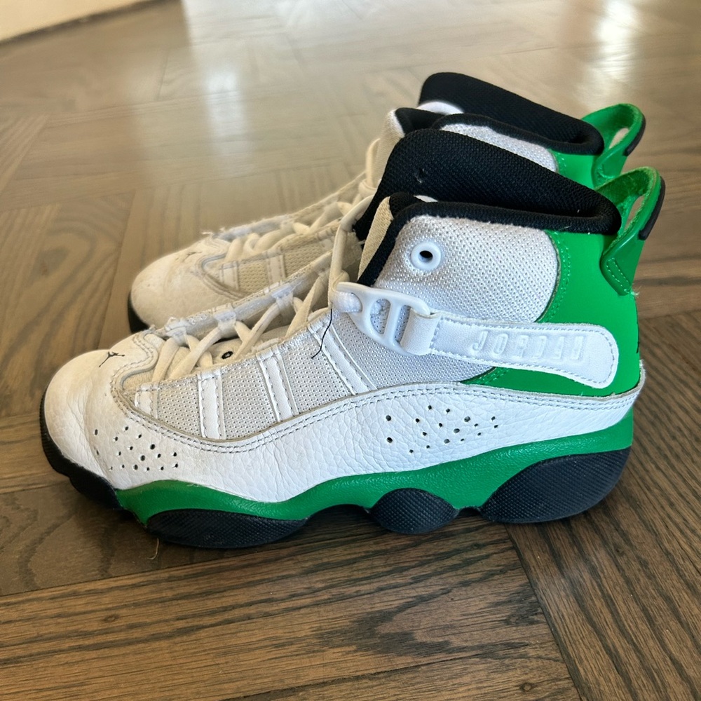 Kids' Jordan 6 Rings High Top Sneaker (White/Green/Black)